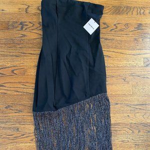 Black Cleo Superdown strapless mini dress with fringe size small NWT